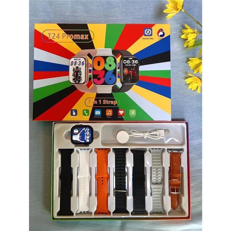 7 in 1 Smartwatch T24 Pro Max Sportuhr für Männer Frauen Bluetooth Anruf Blutdruck Sauerstoff Smartwatch schwarz