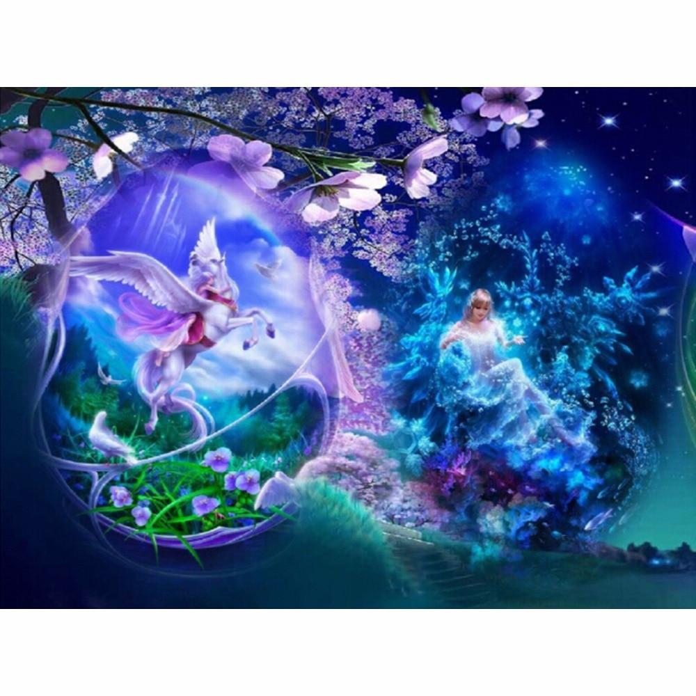 Diamant-Stickerei, fliegendes Pferd und Mädchen, Diamant-Malerei, Diamant-Handwerk, Diamant-Muster-Gemälde 20X30CM