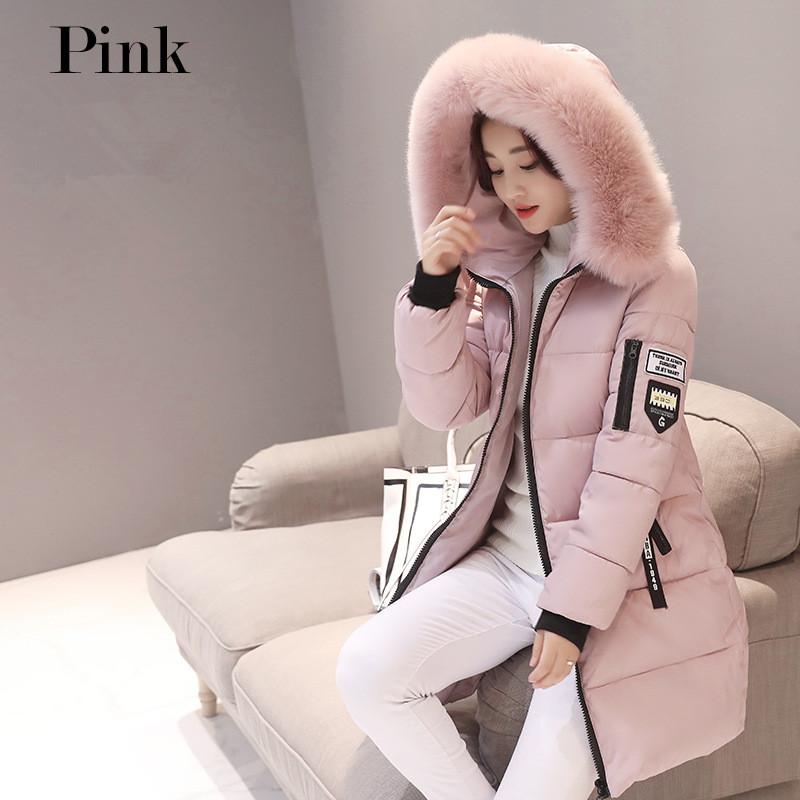 Damen Winter Parkas mit Pelzkragen und Kapuze, Dick, Warm, Slim Fit Jacken, Lang, Lässig, Damen Oberbekleidung XXXXL rosa
