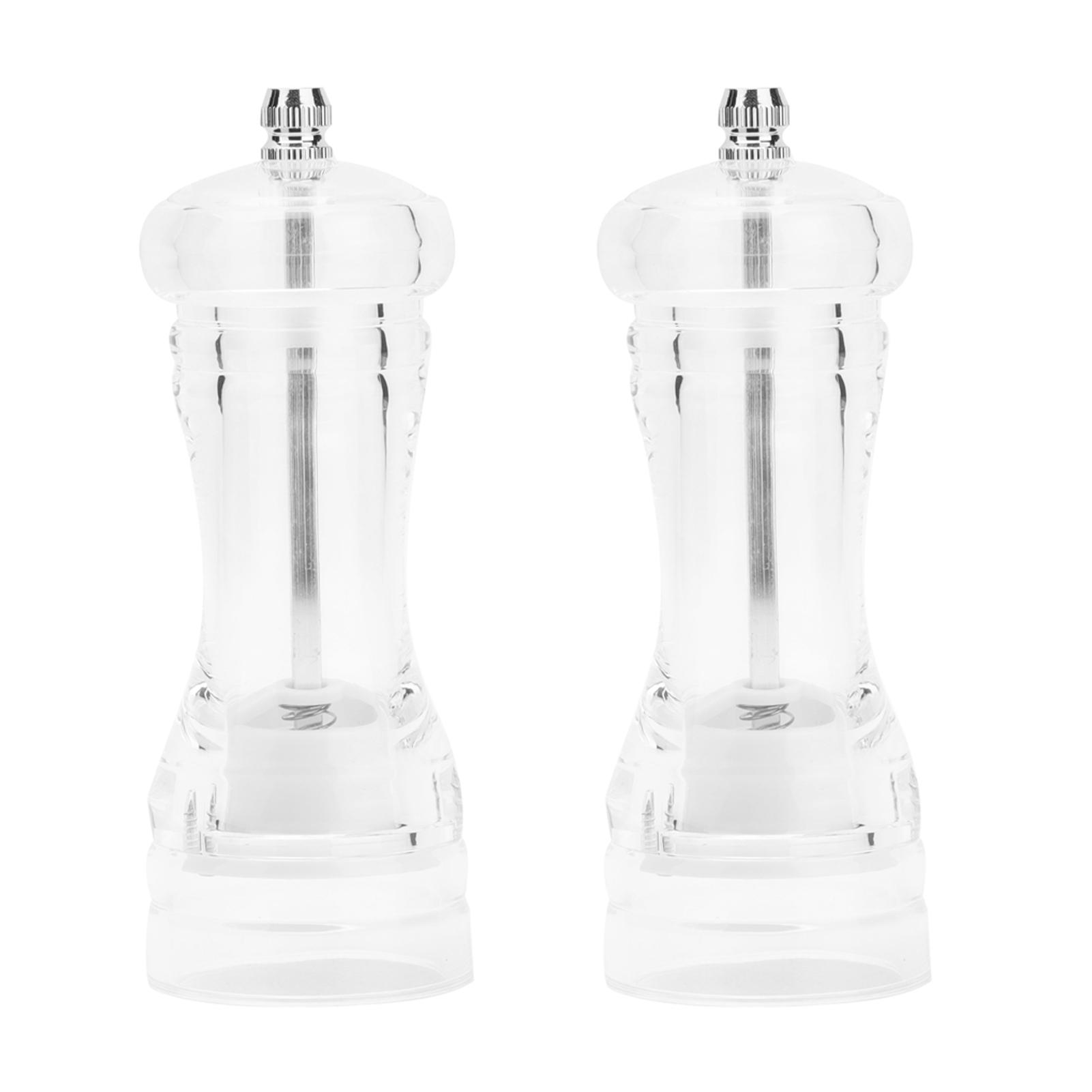 2Pcs Acryl Manuelle Grinder Transparent Pfeffer Salz Mühle Gewürz Glas Grinder Küche Schleifen Tool6in L