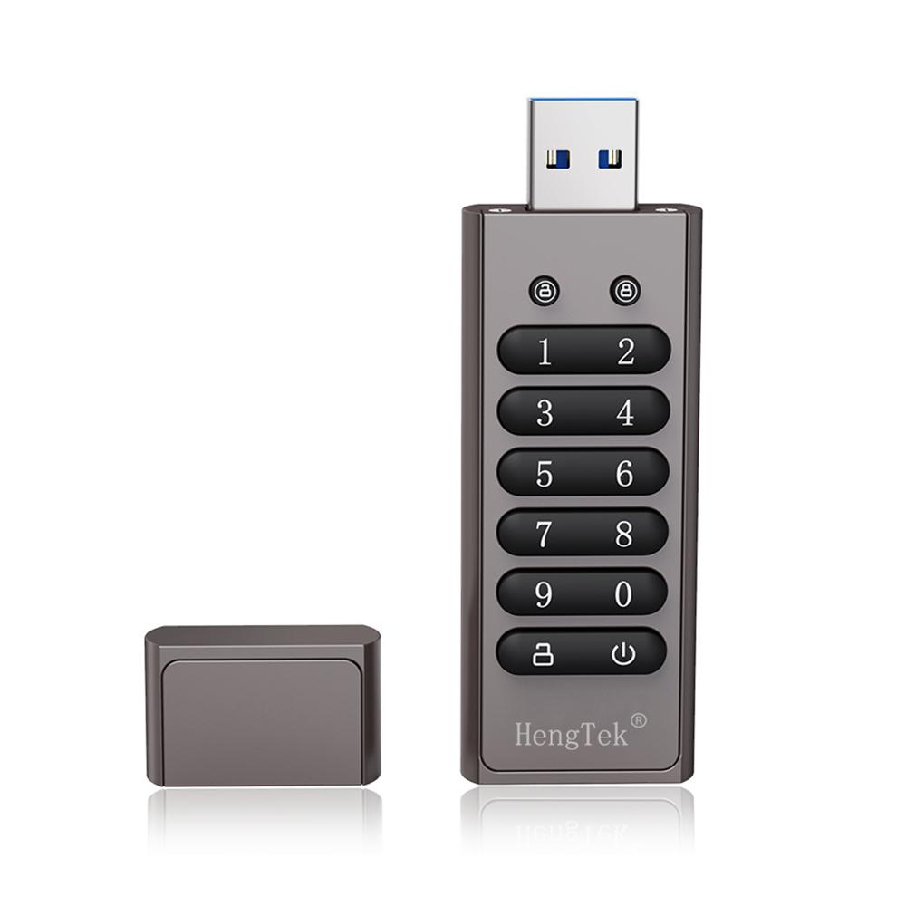 64 GB 256-Bit-verschlüsseltes USB-Laufwerk, Passwort, sicheres Flash-Laufwerk, USB 3.0 U-Disk, unterstützt Zurücksetzen/Löschen/Auto 32GB grau