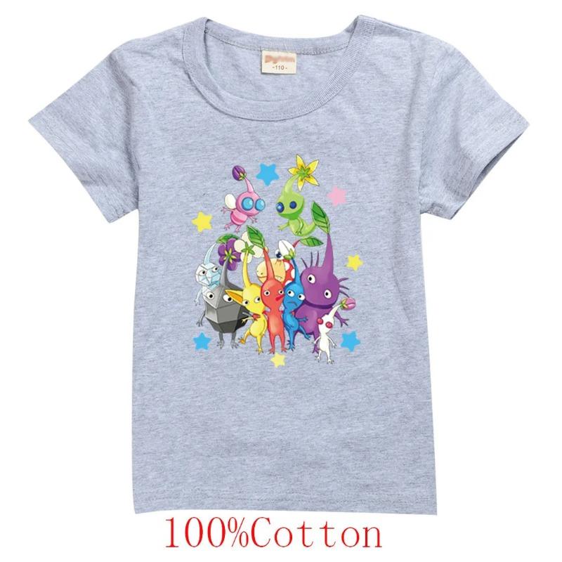 2025 neueste Spiel Pikmin 4 Wiki T-shirts Kinder Sommer Kleidung Jungen Cartoon T-shirt Baby Mädchen Kurzarm Tops kinder Kleidung 150