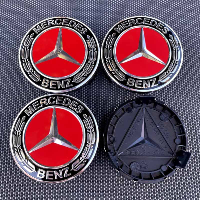 4 Stück 75mm A1714000025 Radnabendeckel für Mercedes Benz W176 W177 W204 W205 W212 W213 W206 X156 X253 W117 Autoteile 75mm 4Pcs rot