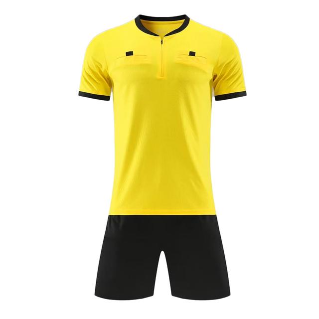 Erwachsene Männer Professionelle Schiedsrichter Fußball Jersey Set Fußball Uniform Kurzarm Spiel Beurteilen Hemd Drei Taschen Neue Ankunft M (170-175cm) gelb