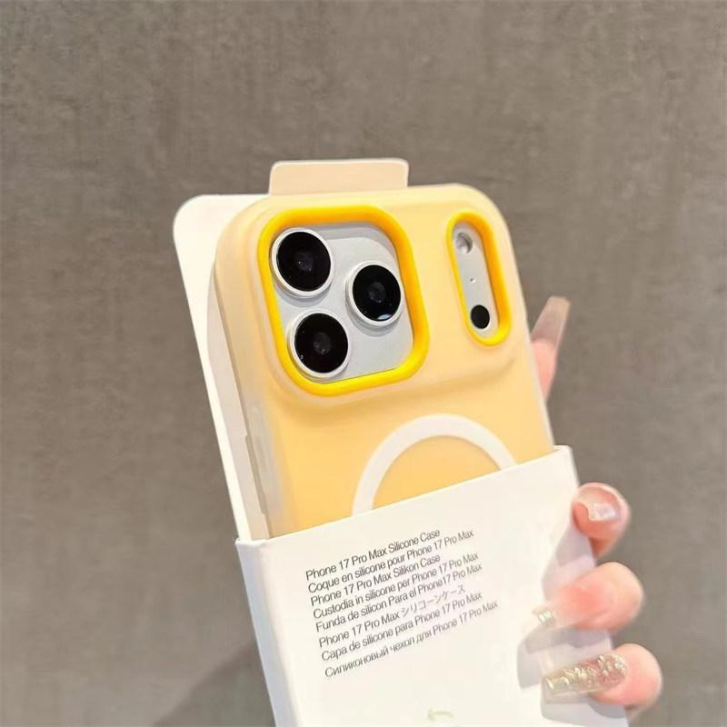 Luxus Candy Color 2-in-1 Magnetisches Case für iPhone 17 Air 16 15 14 13 12 11 Pro Max Plus Für Magsafe Kabelloses Laden Mattes Cover iPhone 17 Air gelb