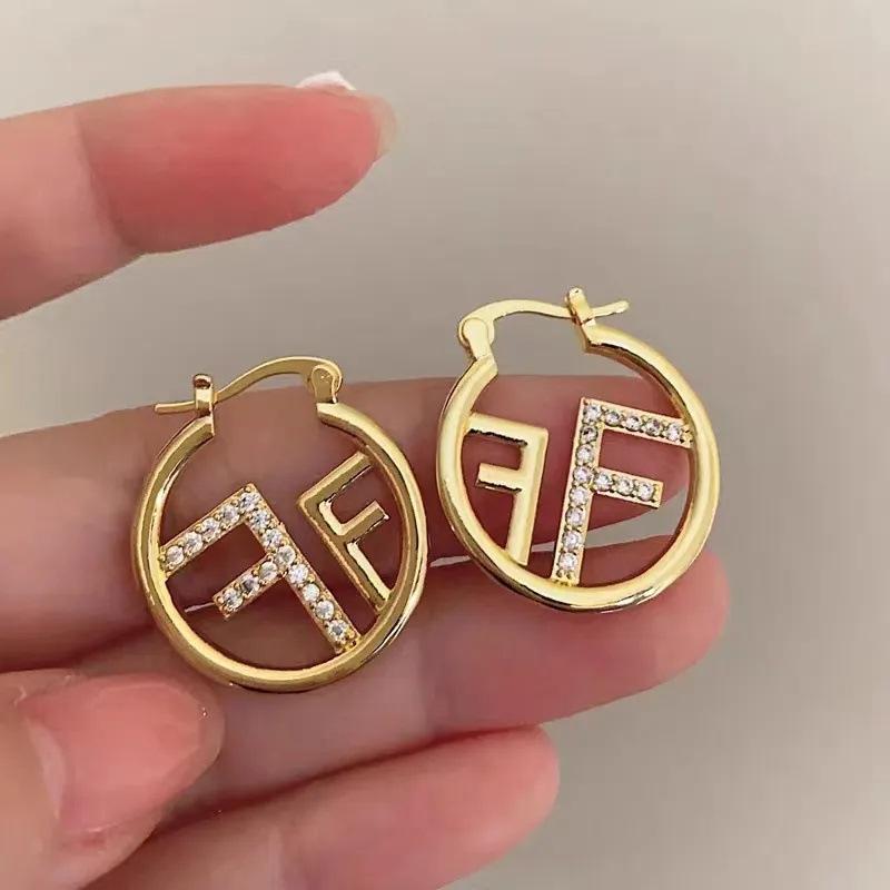 Mode Hohl Kreis Buchstabe F Creolen Frauen Personalisierte Gold Farbe Temperament Party Schmuck Zubehör 1 pair gold