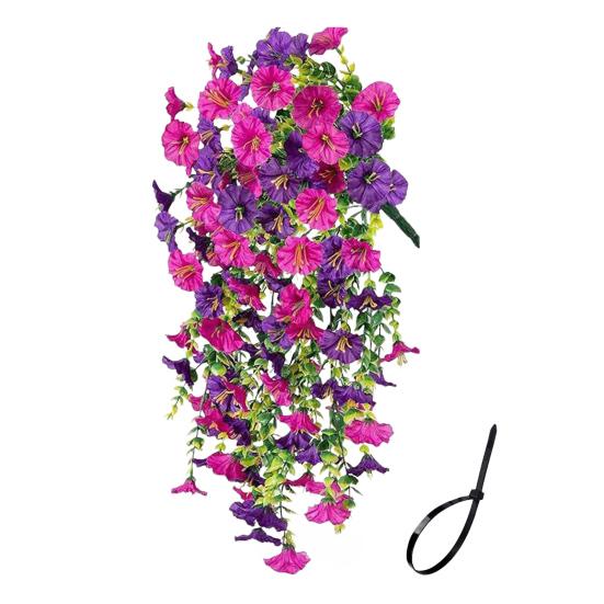 1/2 Stück Hängende Künstliche Prunkwinde UV-Beständig Kunstblume Hochzeitsfeier Innen Außen Garten Wandbehang Kunstblumen Dekoration 1pc G