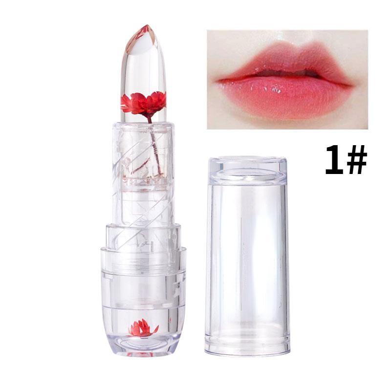 Magic Jelly Flower Lippenstift Temperaturwechselnder Lip Blam Transparenter feuchtigkeitsspendender Lipgloss Kosmetik rot