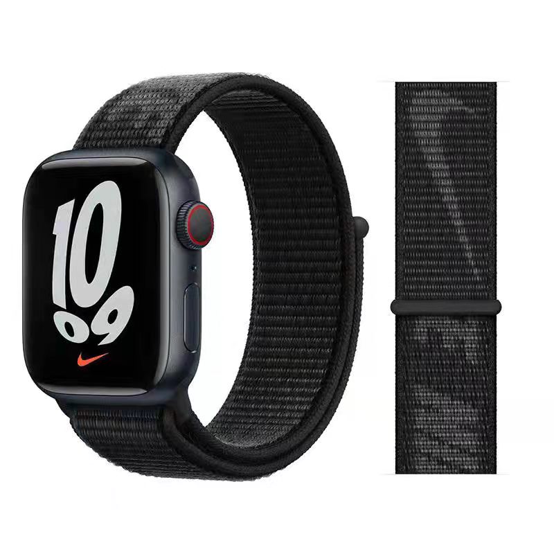 Strap Armband Für Apple Watch Band 44mm 38mm 42mm 40mm Nylon Schleife Für apple watch Armband 45mm 41mm Correa Für iWatch 3 4 5 SE 6 7 Band 42/44/45MM -Nylon Strap schwarz