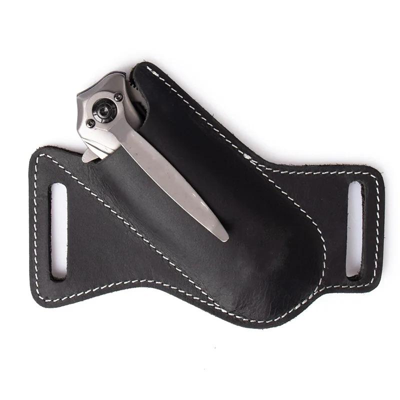 1 stücke Leder Anti-kratz Lagerung Scheide Klapp Flick Messer Taille Gürtel Clip Halter Tasche Messer Pack Werkzeuge für Camping schwarz