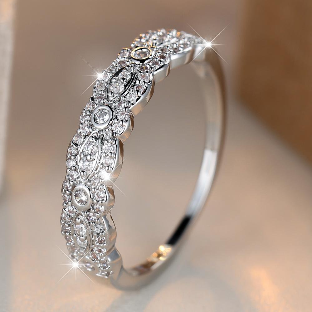 Modischer, schlichter Ring in Silber mit Zirkonia für Frauen, Verlobungsringe, Eheringe, Accessoires, Modeschmuck 10 silber