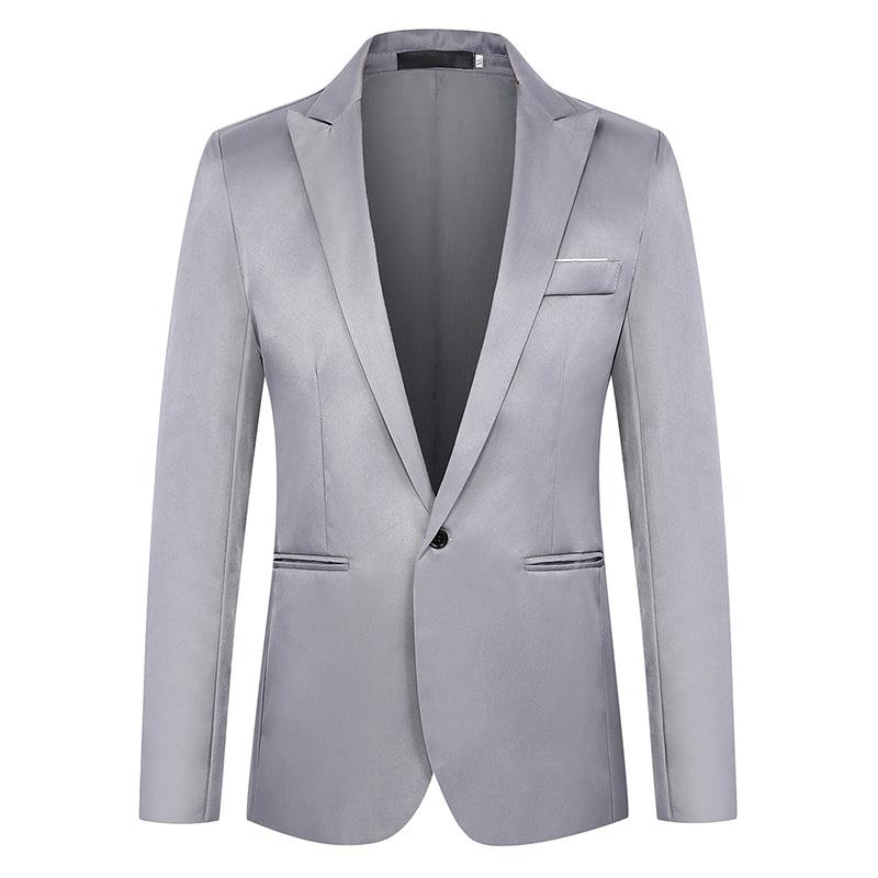 Sommer Herren Freizeitanzug Business Büro Trendy Bügelfrei Anti-Falten Anzugjacke Einfarbig Slim Fit Herrenanzug L graue