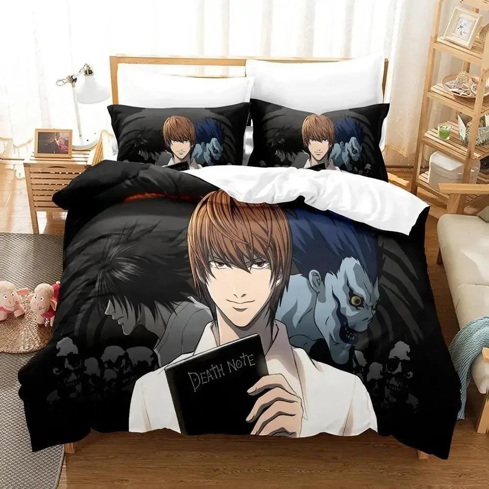 Neue Death Note Bettwäsche Kollektion Einzelbett Twin Bett Vollbett Queen Size Bett King Size Bett Bettwäsche Kollektionen für Erwachsene Kinder Schlafzimmer Bettbezug Kollektionen 3D Anime Mit Bettwäsche 70x133cm 2pcs