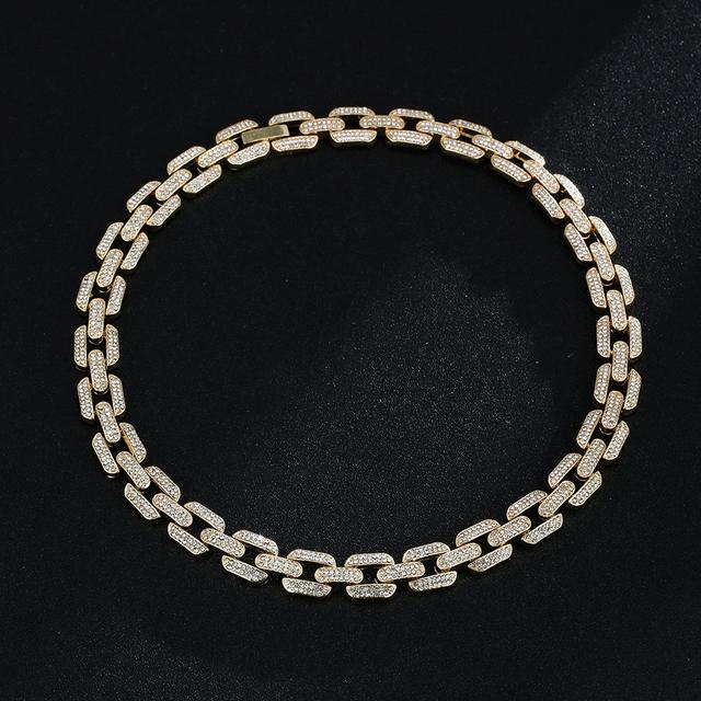 Emmaya Kette Halskette Herren Hip-Hop-Ketten Goldfarbene Kette mit Nieten Große schwere kubanische Kette Hip-Hop-Schmuck Halsketten Iced Out 50cm gold
