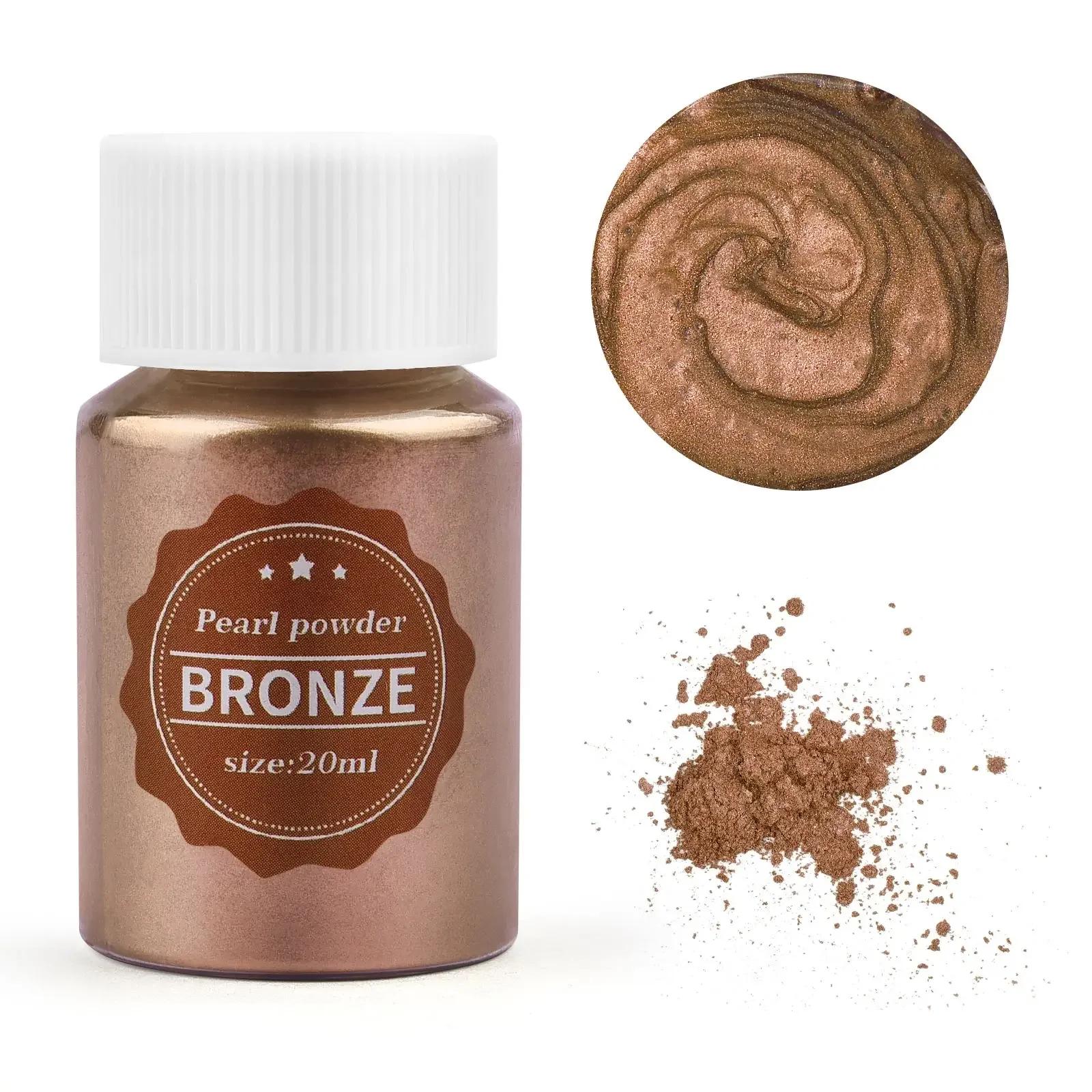 24 Farben, 15 g Glimmerperlenpulver für die Herstellung von Epoxidharz, Seife, Kerzen und Schmuck – natürlicher Pigmentfarbstoff für DIY-Projekte 20ml bronze