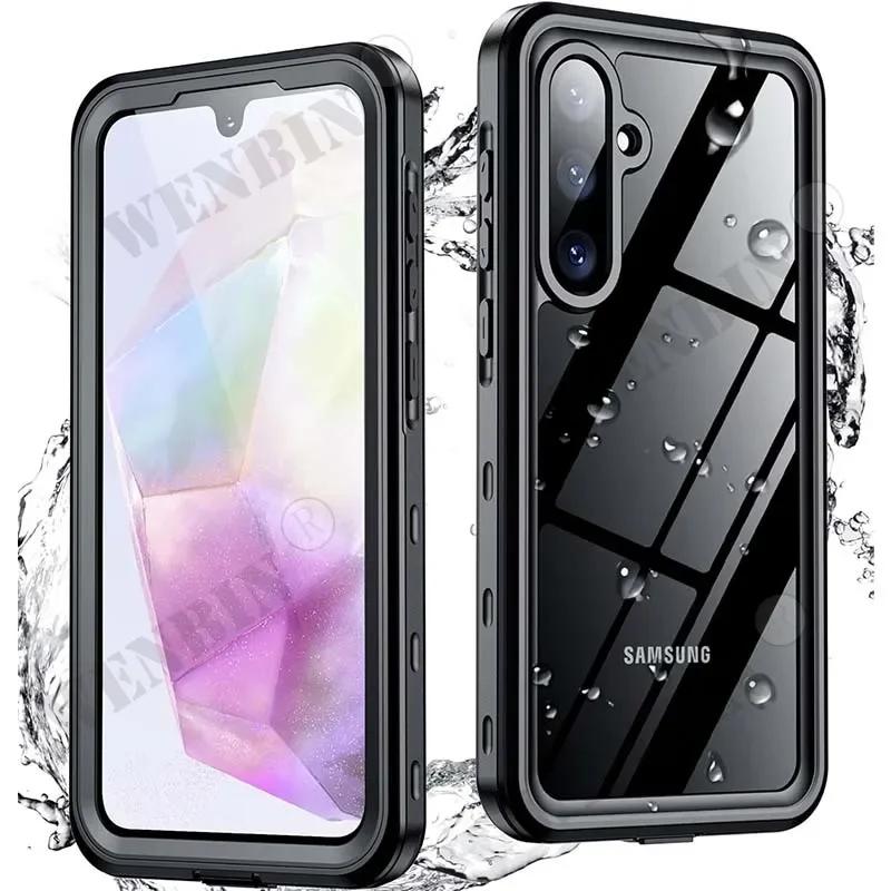 IP68 Wasserdichte Hülle für Samsung S24 S23 S22 Ultra S24 FE A35 A55 A15 A25 5G Metall Aluminium Schwimmen Handy Luxushülle Samsung A55 5G schwarz