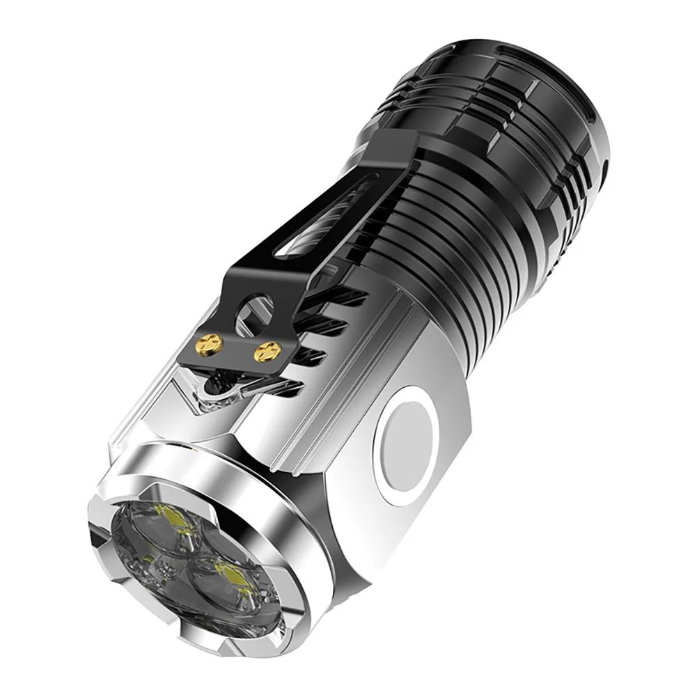 Helligkeitsstarke Lampe Taschenlampe LED USB Wiederaufladbar Mini Taschenlampe Wasserdicht Camping Jagd Suchscheinwerfer Taschenlampe Silver gradient