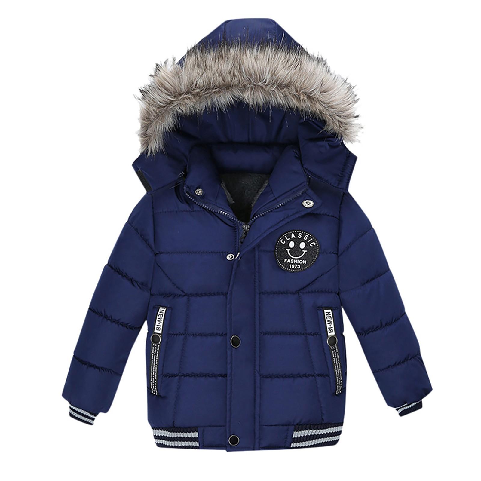 Mode Mantel Kinder Winter Jacke Mantel Jungen Jacke Warme Kapuze Kinder Kleidung 100 blau