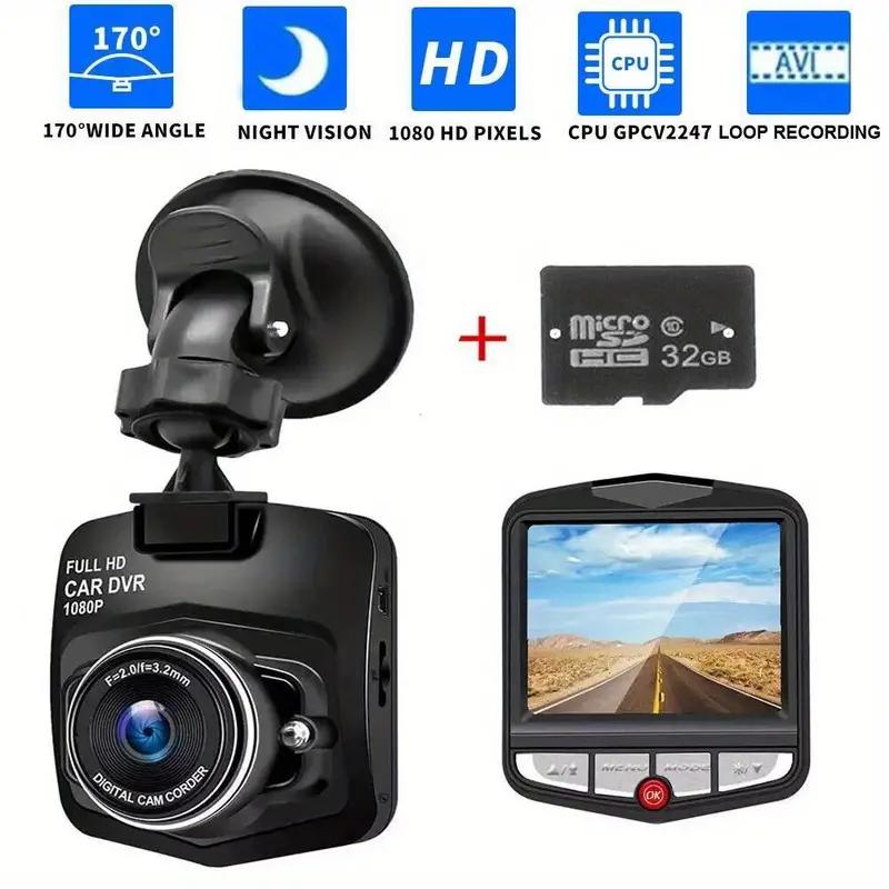 Upgrade 2,2 Zoll HD 1080P Auto-DVR-Kamera Dashcam Video Nachtsicht, G-Sensor, Front- und Rückkamerafähigkeit Kompaktes schwarzes Design für sicheres Fahren Car DVR+32G TF Card schwarz
