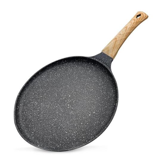 Yousheng Granit Tortilla Pfanne Antihaft Bratpfanne für Pfannkuchen Knödel Hochtemperatur Beständige Bratpfanne Flache Pfanne mit Griff 20cm grau