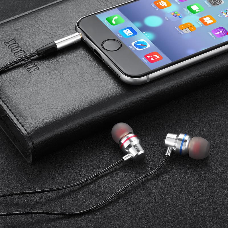 VAORLO 3,5 MM Schwere Bass Kopfhörer Verkabelt Kopfhörer HiFi Stereo Musik In-Ear-Headset Mit Mikrofon Für Smartphones Computer silber
