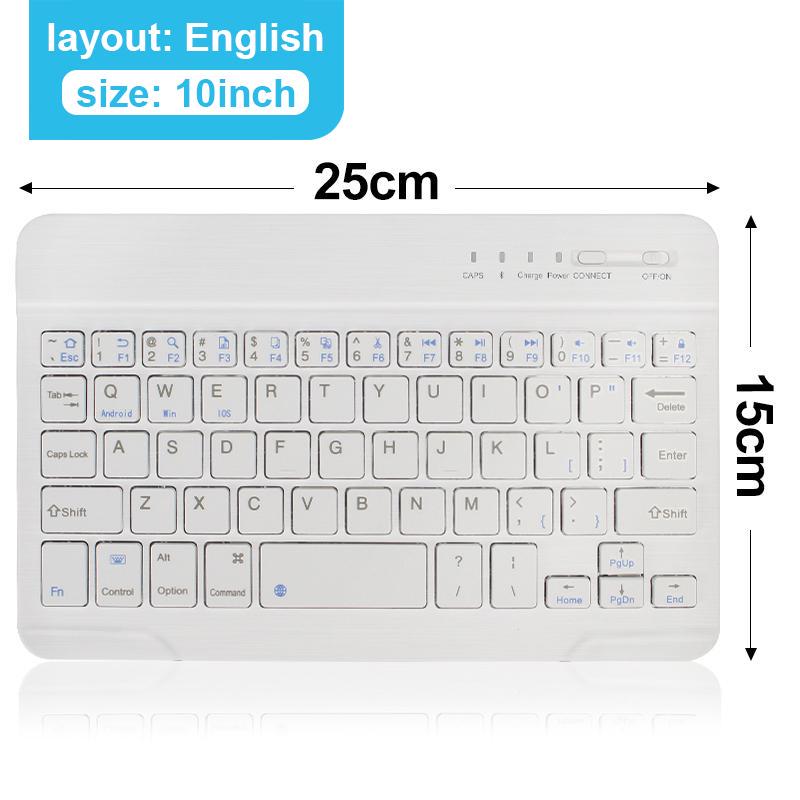 Bluetooth Wireless-Tastatur Mini-Tastatur für iPad, Telefon, Tablet, Gummi-Tastenkappen, wiederaufladbare Gaming-Tastatur für Android, iOS, Windows 10 inch weiß