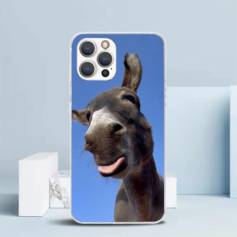 Lustiger Esel Weiche Hülle für iPhone 16 17 Air 15 14 Pro Max 16E Handyhülle 13 Mini 12 11 7 SE 8 Druckmuster Passende Hüllen 16 17 Air iPhone 13