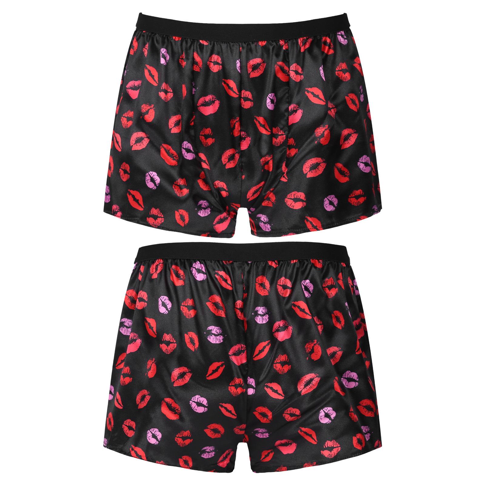 Boxershorts Herrenunterwäsche Trunks Satin-Seidenunterwäsche Boxershorts für Herren-Nachtwäsche Unterhosen L rosa/schwarz