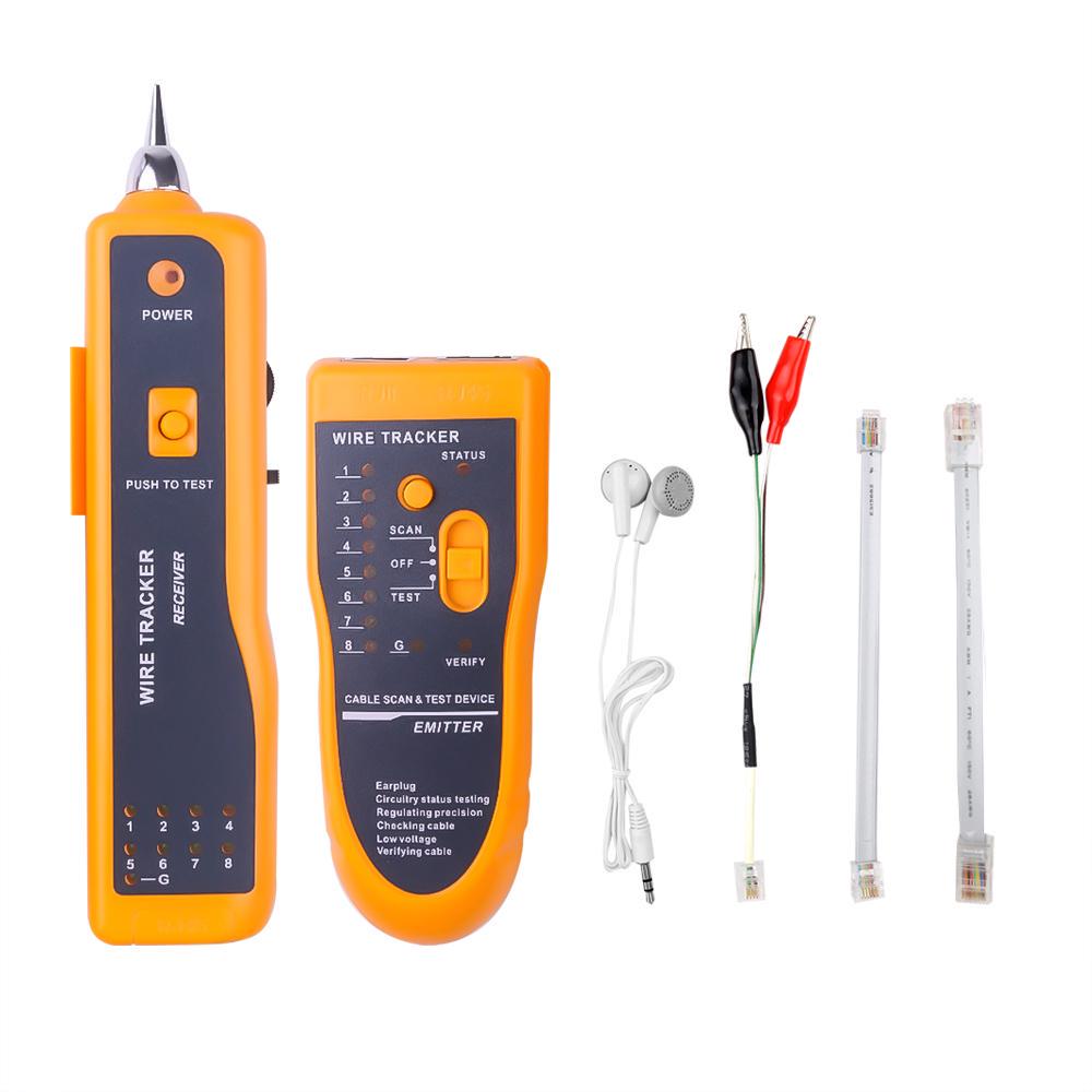 Professioneller Kabel-Tracker zum Senden und Empfangen, 2-in-1-Kabeldiagnose-Tool-Set, Kabeltester, Telefonkabel-Tracker, Cat5, Cat6, RJ45-Leitungsfinder gelb