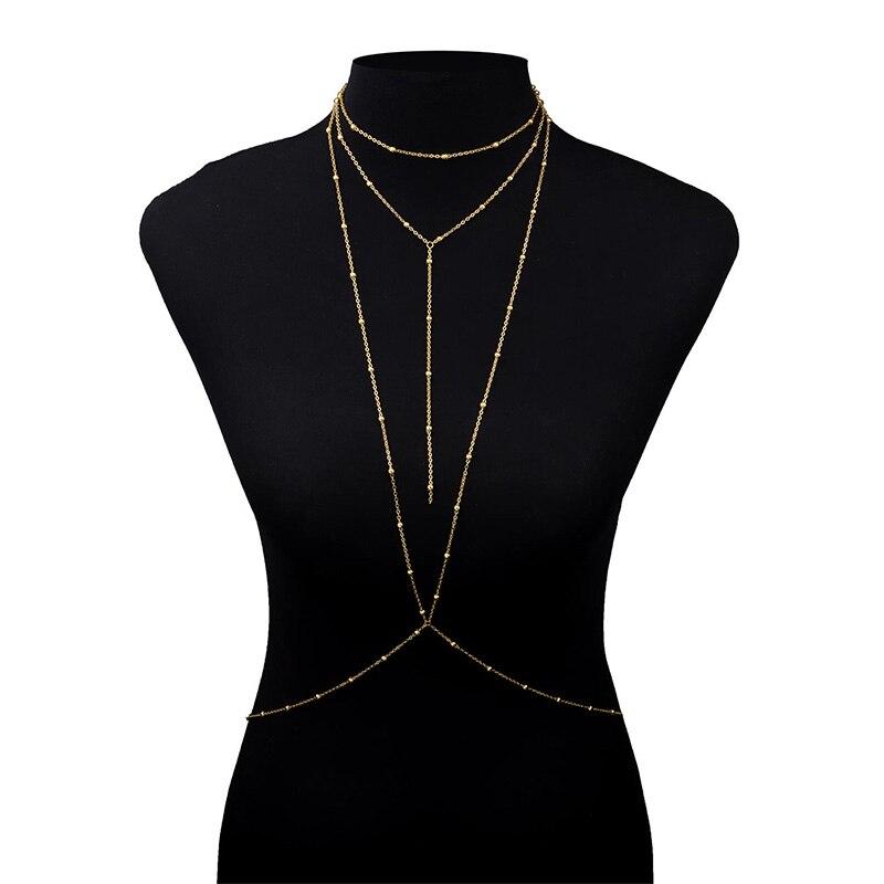 Sexy Bikini Körperkette für Frauen Dame Gold Silber Bauchketten Persönlichkeit Luxus Perlenketten Schmuck Strand Accessoires Geschenke gold