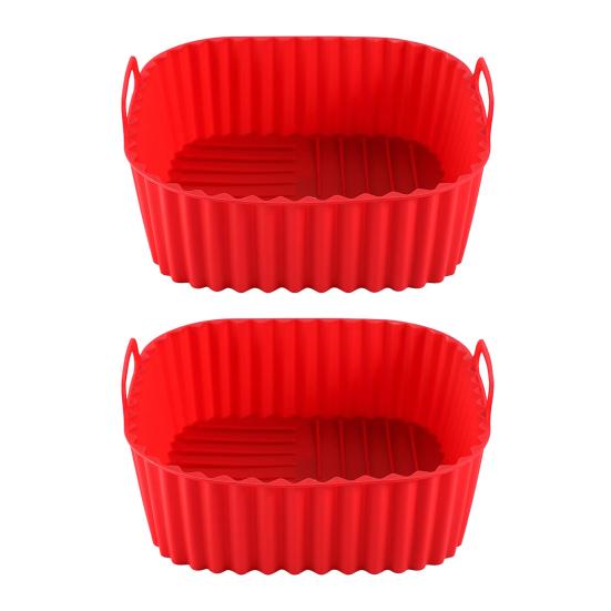 Silikon-Luftfritteusenkorb-Tablett, wiederverwendbare Silikoneinlagen für die Luftfritteuse, BPA-frei 2pcs rot