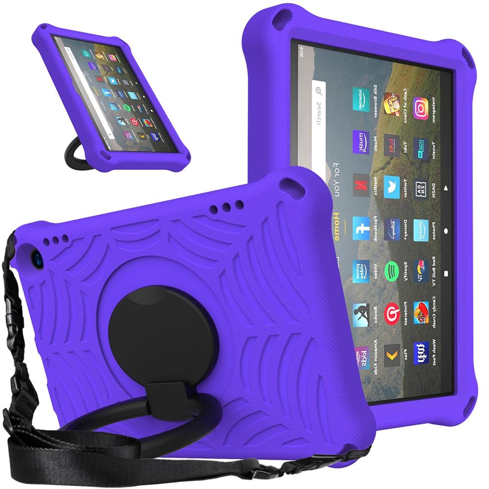 Für Amazon Fire HD 8 Plus 10. 12. Generation 8,0 Zoll 2020 2022 Hülle EVA Kindersicher Zugring Stoßfest Schultergurt Ständer Tablet-Hülle Fire HD 8 Plus 2020 violett