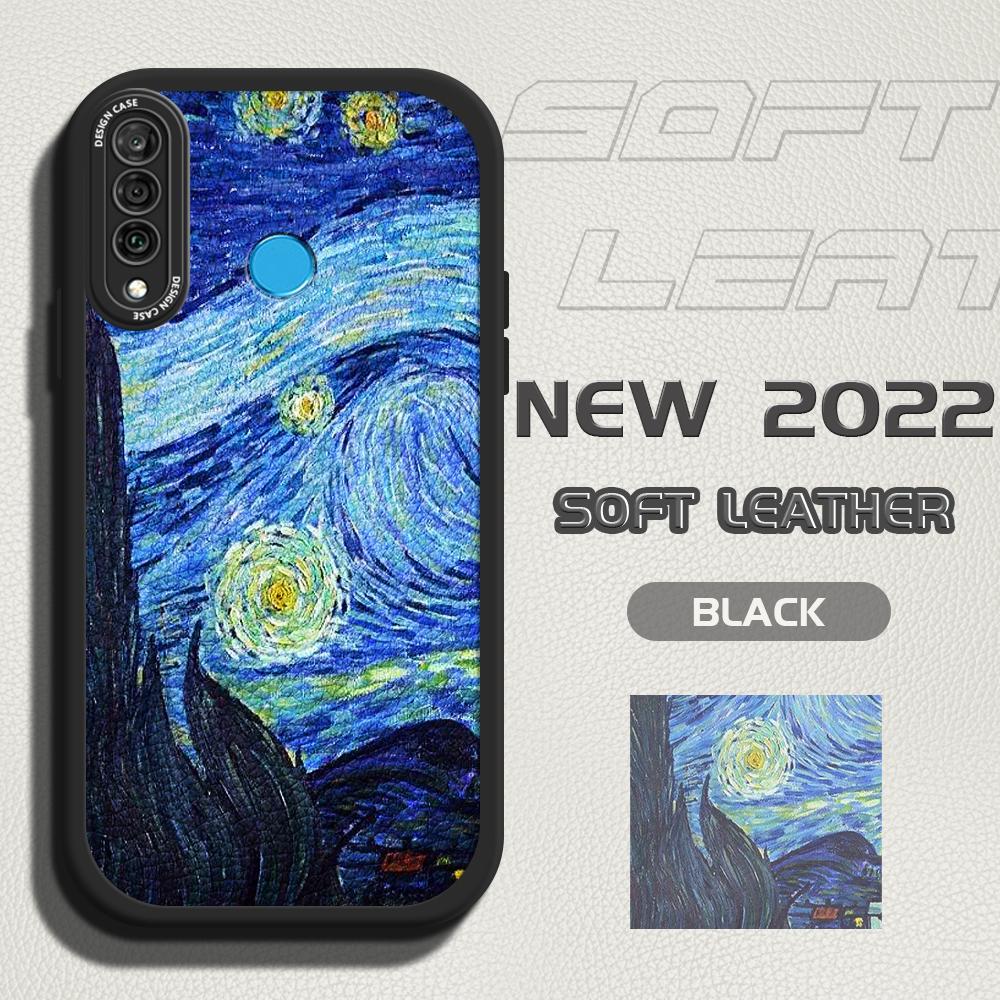 Schlankes Hautgefühl Kreatives Ölgemälde Weiche Silikon-PU-Leder-Telefonabdeckung für iPhone Samsung Huawei Honor Xiaomi Redmi OPPO Realme Vivo Redmi Note 9S/Note 9 Pro/Note 10 Lite schwarz