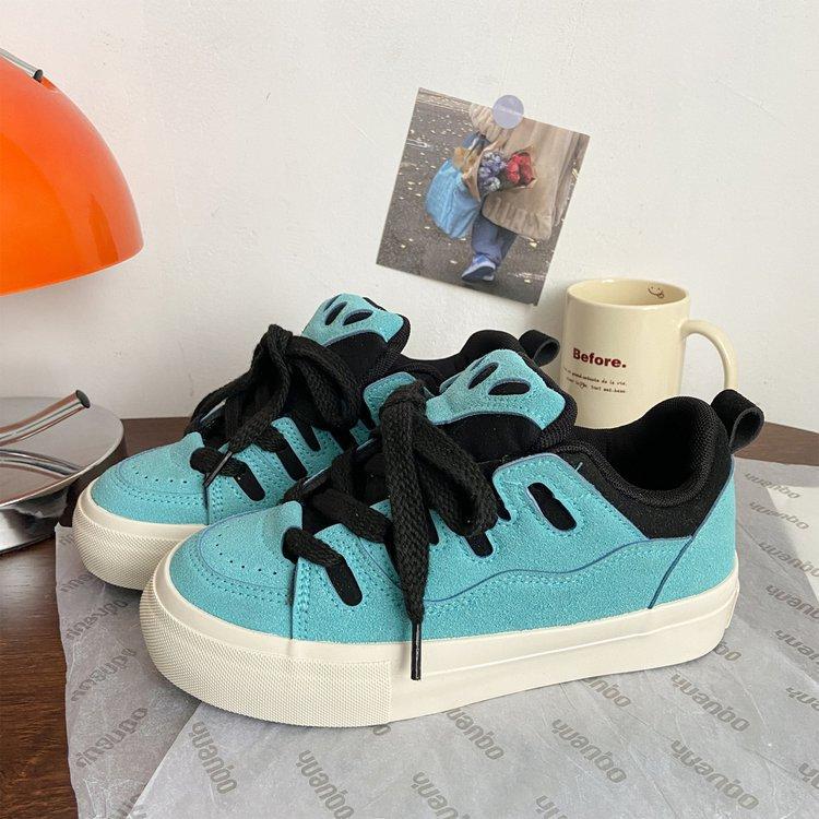 Herbst Studenten Board Schuhe Damen Flach Low-Top Verdickte Schuhzunge Damen Schuhe Koreanische Lässige Skateboard Schuhe Damen Schuhe 40