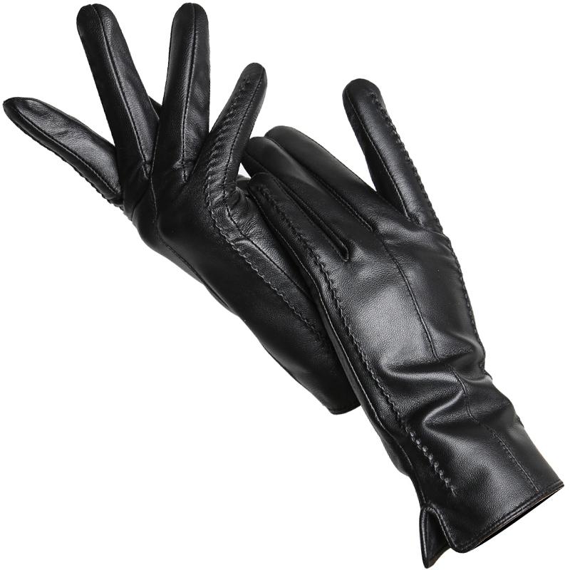 Mode frauen handschuhe Farbe Schaffell Winter Warme Dünne Touchscreen handschuhe Hohe Qualität 6.5 schwarz