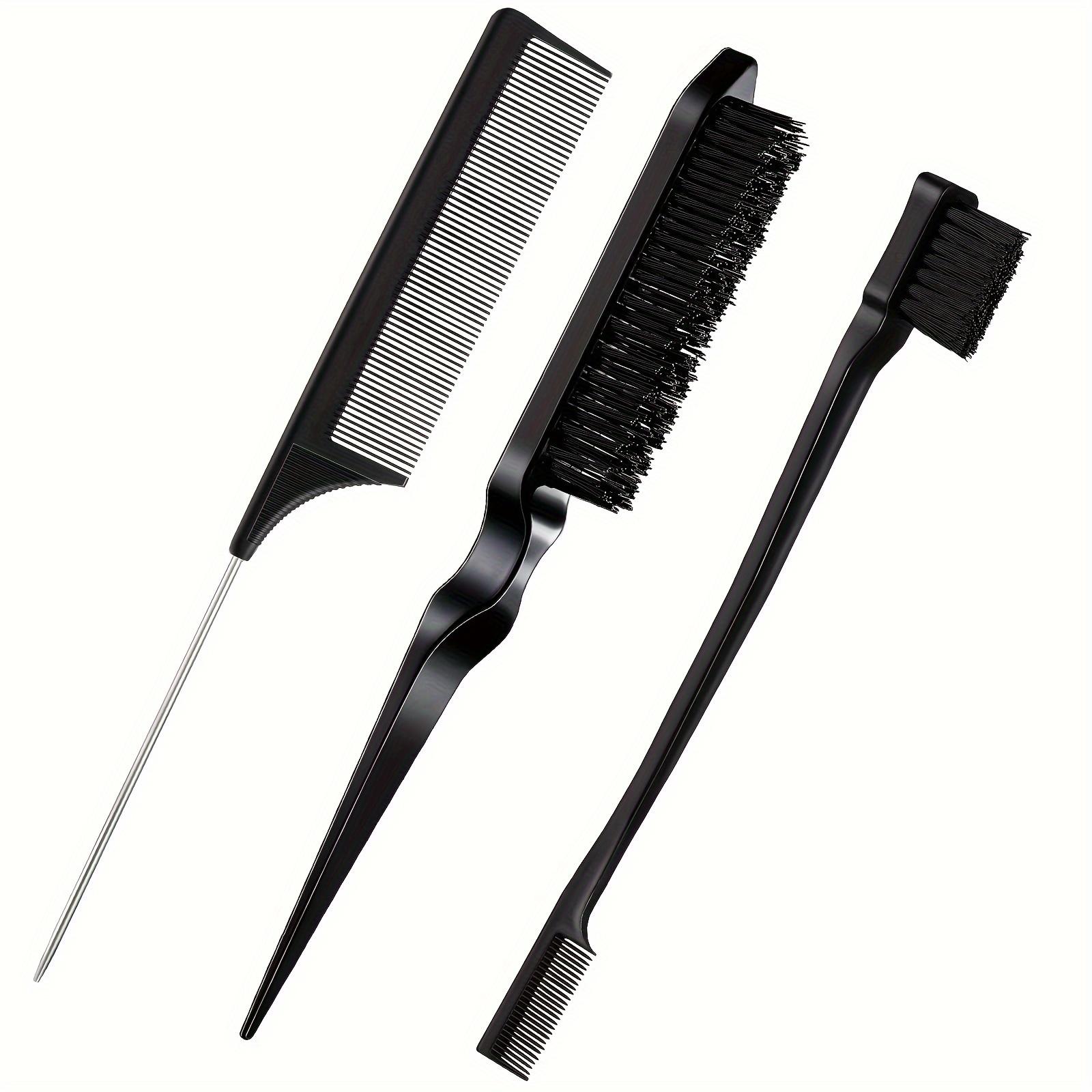 3-teiliges/Set Haarbürsten-Set Kantenbürste und Kamm zur Kantenkontrolle Perücken- und Babyhaarbürste Doppelseitige Haaransatzbürste Glatter Kamm 3pcs