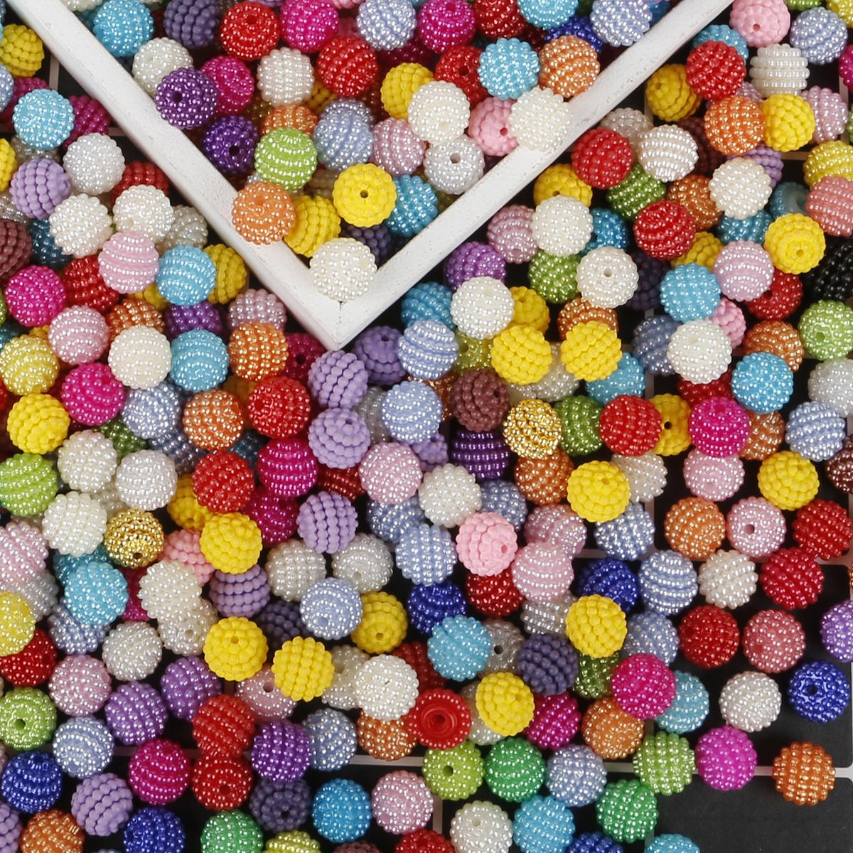 50/100 Stück Acrylperlen, Bayberry-Perlen, runde lose Perlen, passend für europäische Perlen zur Schmuckherstellung 100pcs bunt