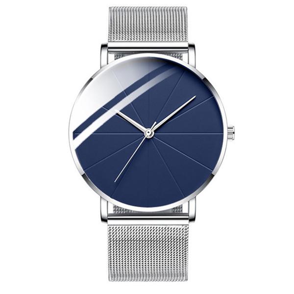 Mode Frauen Luxus Uhren Ultra-Dünne Business Rose Gold Mesh Edelstahl Uhren Uhr silber/blau