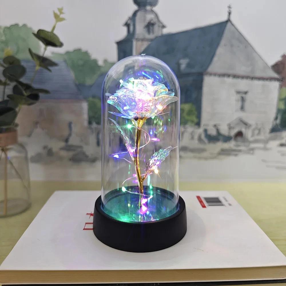 Künstliche Rosenblüten, Valentinstagsgeschenk für die Freundin, ewige Rose, LED-Licht, Folienblume, Hochzeitsdekor, Weihnachtsgeschenke