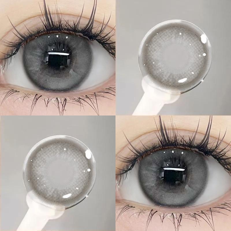 MillCreek 1 Paar Myopie-Kontaktlinsen, 1 Tag, weiche Linsen, 14,2 mm, bunte Kontaktlinsen mit Augen-Make-up, Puppenauge, bequem, kostenloses Geschenk 0 grau