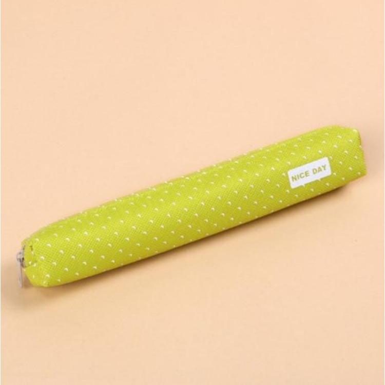 Frisches Canvas-Federmäppchen mit Reißverschluss, Kawaii Dot, modisch, für Damen, Schulbedarf, Schreibwaren, Federmäppchen