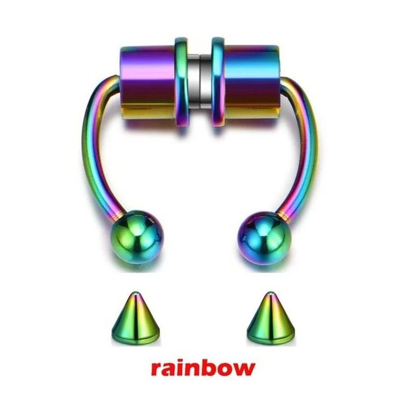 Fake Magnetische Hufeisen Nasenringe Faux Septum Piercing Clip Titan Ring Creolen Geschenk für Frauen Neue Mode Körperschmuck E