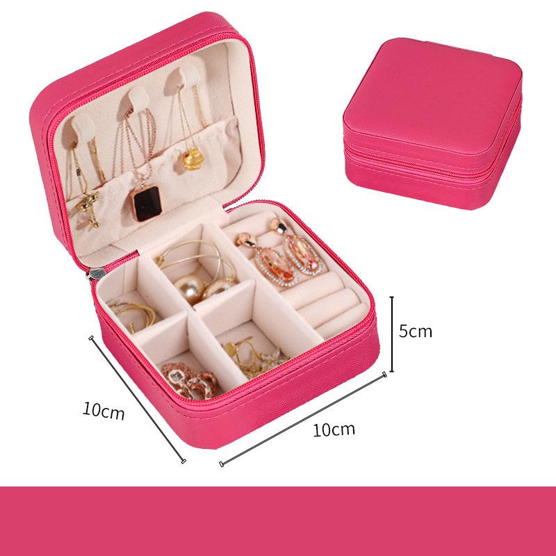 Schmuck Organizer Display Reise Schmuck Fall Boxen Tragbare Medaillon Halskette Schmuck Box Leder Lagerung Ohrring Ring Halter rose rot