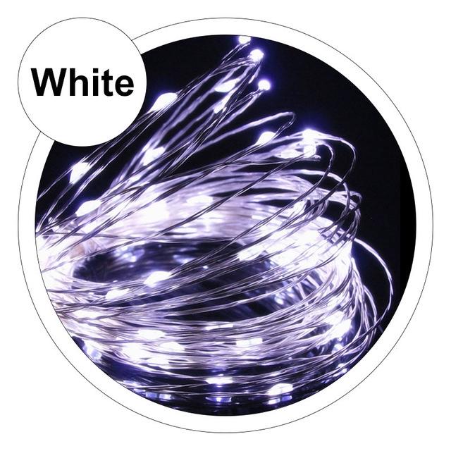 LED-Lichterkette, 2 m, 5 m, 10 m, USB-LED-Lichterkette, Fee, Weihnachten, Silberdraht, Hochzeit, Girlande, Lichterkette, Party-Dekoration 10M 100LEDs weiß