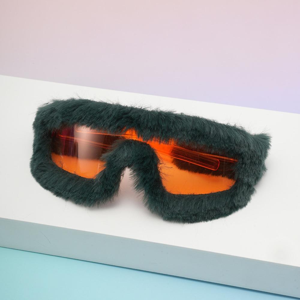 Retro-Plüsch-Sonnenbrille, weiche Party-Sonnenbrille, Punk-Sonnenbrille, Winter-Weihnachts-Halloween-Party schwarz