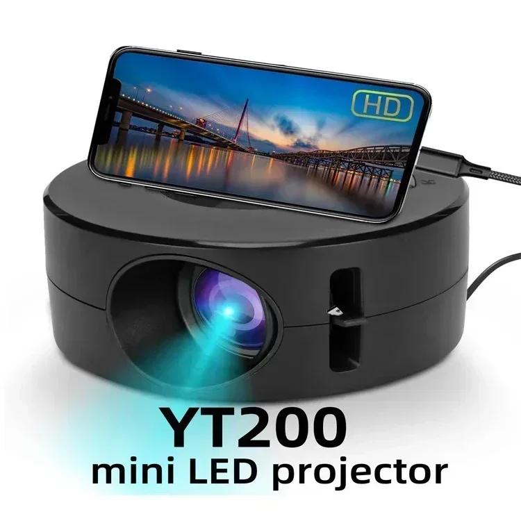 YT200 4K Mini TV Projektor 1500 Lumen Android WiFi | Tragbarer Heimkino- & Outdoor-Filmprojektor | Smartes LED-Videodisplay schwarz