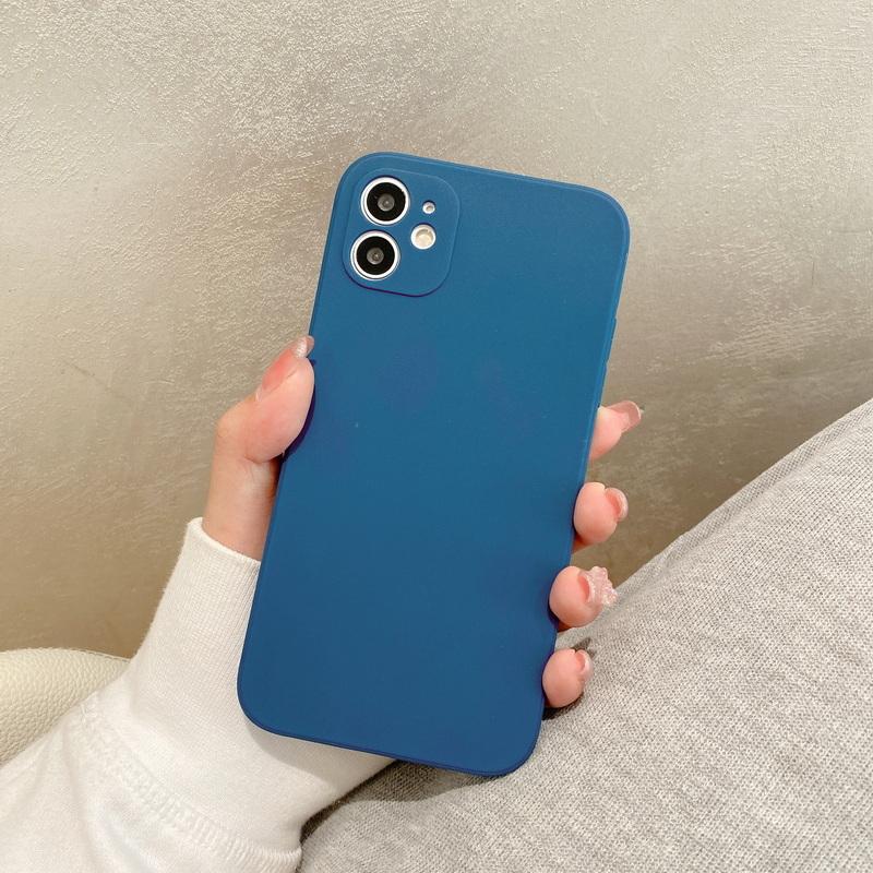 Luxuriöse, matte, quadratische Hülle aus flüssigem Silikon für iPhone 16 Pro 15 14 Pro Max Plus 13 12 11 Pro Max XS X XR 7 8 Plus Dünne, weiche Candy-Hüllen iPhone 12 Pro Max blau