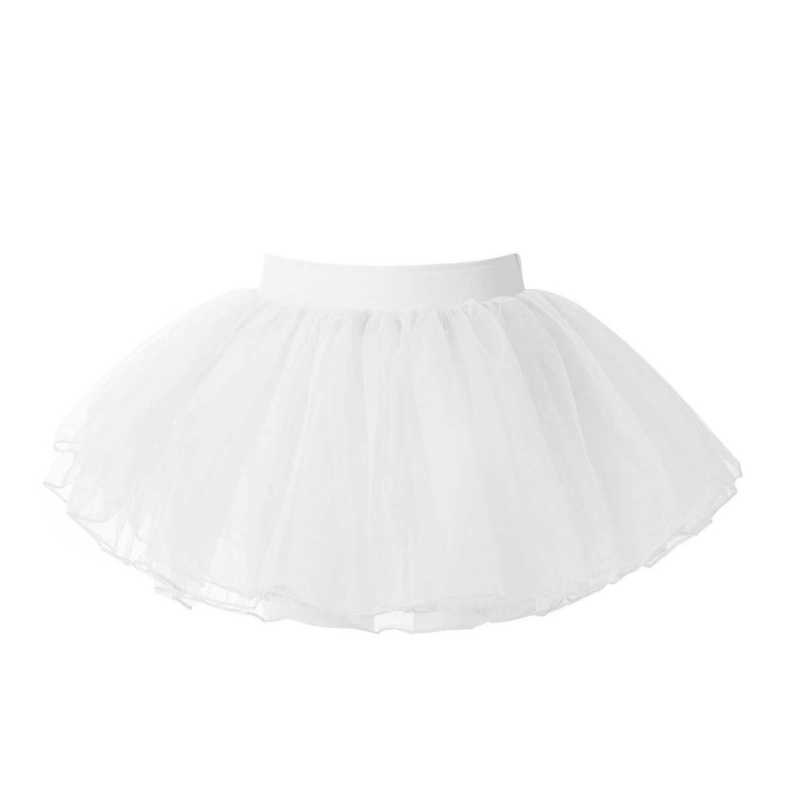 Kinder Mädchen Tüll Tutu Petticoat Kurz Unter Rock Klassische Vier Schichten Ballett Tanz Rock Dancewear Dress Up Kleidung 6-11 Years weiß