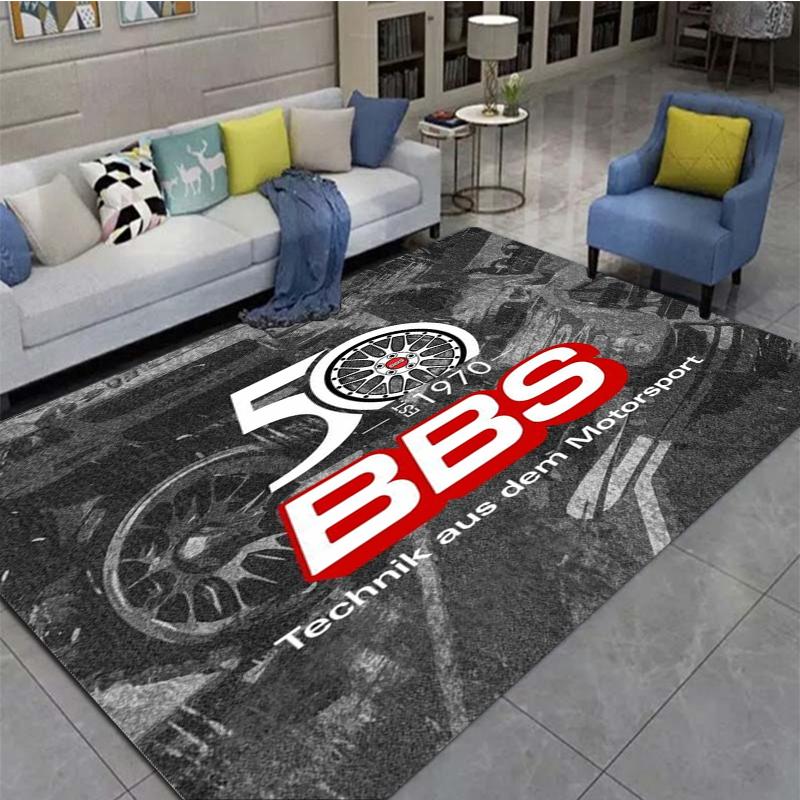 BBS Racing 3D-bedruckter Teppich, dekorativer Teppich für Wohnzimmer und Schlafzimmer, rutschfeste Bodenmatte für Küche und Bad, Fußmatte-Teppich 60cm by 90cm white
