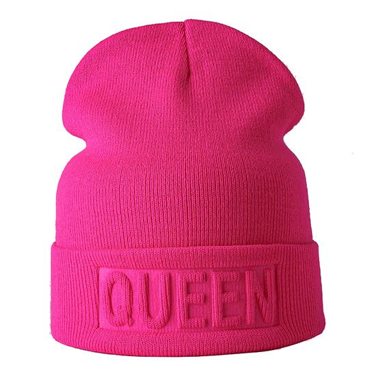 Winter Hut König Königin Mützen Mode Hip Hop Paare Kappe Casual Solide Hut Männer Frau Warme Gestrickte Beanie Ski Skullies motorhaube QUEEN rose rot